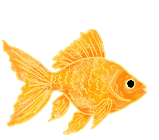 a watercolour goldfish, swimming